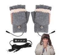 Heated Gloves - 3 Modes Adjustable Hand Warmer | Electric Gloves with USB Plug Full Fingers and Half Fingers for Skiing, Camping, Working, Hiking, Cold Cycling, Outdoor