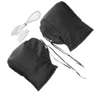 Heated Gloves Black Motorcycle Detachable Handle Bar Muff | Coral Fleece Lining, Leather Build, 36-96v Power Range, Four-level Temperature Control