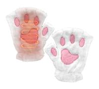 Heated Gloves - Fingerless Cat Paw Hand Warmer for Winter Comfort, Soft Thermal Knit Design with Quick Heating Function, Warm Gloves for Outdoor Work Skiing Cycling Cold Weather Use, White Black