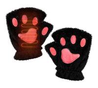 Heated Gloves - Fingerless Heated Cat Paw Gloves | Three Temperature Settings, Washable USB Heating ēs For Winter Sports Outdoor Work Cycling Skiing Computer