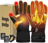 Heated Gloves for Men and Women, QOQIDUN Electric Heated Gloves with 2 5000mAh Rechargeable Battery, 3 Heating Temperature Adjustable Motorcycle Gloves for Cycling, Hiking, Skiing