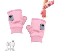 Heated Gloves for Women,Portable Heating Gloves with Digital Display,Smart Thermostatic Winter Hand Warmer USB Rechargeable, Fingerless Hand Warming Mitt for Outdoor Work, Cycling,Skiing,Snow (Pink)
