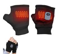 Heated Gloves Rechargeable, Electric Heated Gloves with 3-Speed Adjustable Heating, Fast Heating Half Finger Riding Gloves, USB Heated Fingerless Work Gloves for Women Men Cycling Outdoor (Black)