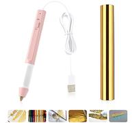 Heated Gold Foil Pen & Glimmer Heat-Activated foil Roll Sets for Card Making Scrapbooking Tool Kits Calligraphy Tip 2.5x0.35mm Scrapbooking Drawing Pen,Heating Hot Stamping Pen with DC5V USB Cable