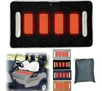 Heated Golf Cart Seat Cover,Non-Slip & Waterproof Towel Cushion Blanket,Soft Comfortable,All-Weather Outdoor Use,4 Heating Zones,3 Heat Levels,for Family,Sports,Travel and Golf Carts (Black)