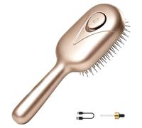 Heated Hair Straightener Brush, Ceramic Inoic Hot Brush Dual Voltage | Anti-Scald Comb, Frizz-Free Shine, Fast Salon Styling, 30s Fast Heat-Up, 12 Temp Settings 120-230°C, All Hair Types