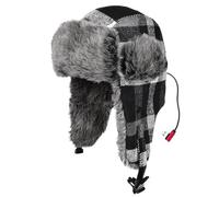 Heated Hat | Warm and Soft Plush Hat with Three Settings, USB Heated Hat for Head, for Adults, Teenagers, Men and Women, Cycling, Walking, Travelling and Travelling, Black and white grid