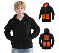 Heated Hoodie for Boys Girls, Hooded Warm Heating Jacket with 3 Adjustable Temperature 5 Heated Zones, Full Zip Lightweight Sweatshirt USB Electric Heating Body Warmer Winter Thermal Clothing