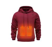 Heated Hoodie for Men Women UK Heated Sweatshirt with 5 Heated Zones USB Electric Heated Outerwear Unisex Winter Hooded Jumper Cosy Tops Pullover Clothing for Hunting, Skiing(Wine, 3XL)
