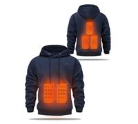 Heated Hoodie for Men Women USB Thermal Hooded Sweatshirt with 3 Heating Settings 5 Heating Zones Winter Heated Pullover Hoodies Warming Coats Jacket Tops (Power Bank Not Included)