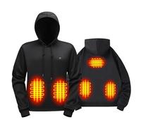 Heated Hoodie Jackets for Men Women USB Warming Hoodies Pullover with 3 Heating Settings 5 Heating Areas Winter Outdoor Smart Heating Sweatshirt Coats Thermal Body Warmer,Black-Medium