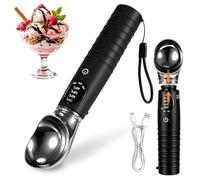 Heated Ice Cream Scoop, Detachable Electric Warming Icecream Scoop with 4-Level Adjustable Heats(40/50/60/70℃), LED Display Rechargeable Ice Cream Scooper for Hard Frozen Icecream, Yogurt