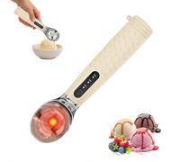 Heated Ice Cream Scoop, Ergonomic Silicone Handle, LED Display & IPX7 Waterproof, 3-Temp Modes & 160°F Fast Heating, Rechargeable with LED Monitor, Easy Scoop for Hard Ice Cream and Dessert Scooper