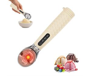 Heated Ice Cream Scoop, Ergonomic Silicone Handle, LED Display & IPX7 Waterproof, 3-Temp Modes & 160°F Fast Heating, Rechargeable with LED Monitor, Easy Scoop for Hard Ice Cream and Dessert Scooper