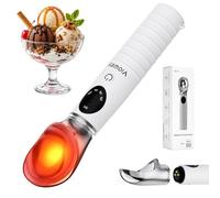 Heated Ice Cream Scoop Rechargeable, 4 Heat Settings 40°C-70°C, Detachable Food Grade Head Electric Warming Ice Cream Scoop, LED Display, IP67 Waterproof, for Frozen Butter, Sorbet, Gelato (White)
