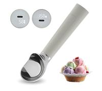 Heated Ice Cream Scoop Rechargeable, Electric Warming Ice Cream Scooper with LED Display, Heats to 70°C for Hard Ice Cream, Easy for Seniors & Kids, IP67 Waterproof (Grey)