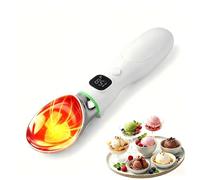 Heated Ice Cream Scoop Rechargeable, Electric Warming Scoop with LED Display & IP67 Waterproof, 3 SpeedTemp (Up to 70°C /158℉) for Hard Ice Cream, Gelato, Sorbet, Frozen Yoghurt, Firm Butter