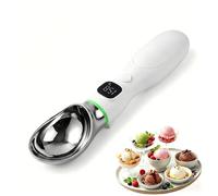 Heated Ice Cream Scoop Rechargeable, Electric Warming Scoop with LED Display & IP67 Waterproof, Adjustable Heat Up to 70°C for Hard Ice Cream, Gelato, Sorbet, Frozen Yoghurt, Firm Butter
