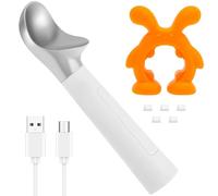Heated Ice Cream Scoop,Zinc Alloy Electric Ice Cream Scoop Rechargeable,Heats to 70°C in 3-5 Seconds,Battery Life 8 Hours,Water Resistance Rating IP67,17.5x4.3cm(White)
