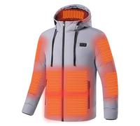 Heated Jacket for Men Women with 15 Heating Areas Heated Coat with Hood Heated Body Warmer Unisex Waterproof Windproof USB Rechargeable Electric Heated Outerwear for Outdoor Activities Skiing