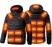 Heated Jacket Man/Woman, 19 Heating Zone Electric Heating Down Jacket Hood, Winter Warm Coat Heated Body Warmer for Hunting Outdoor Skiing(Black,S)