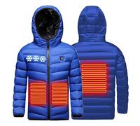 Heated Jackets for Children UK Clearance Winter Warm Heated Coat Boys Girls Full Zip USB Charging Electric Hooded Heated Jacket Waterproof Windproof Heating Coats Thermal Body Warmer Plus Size
