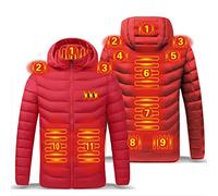 Heated Jackets for Men,Heated Coat Hooded Long Sleeve Winter Warm Hoodie USB Charging Electric Body Warmers Heated Jacket with 11 Heating Area for Outdoor Working Sports(No Power Bank)
