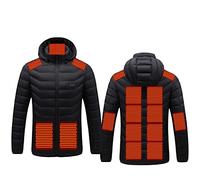 Heated Jackets for Men UK Hooded Heated Coat Hooded Winter Warm USB Charging Electric Heated Body Warmers Heated Jacket Coat with 15 Heating Zones for Outdoor Working Sports(No Power Bank)