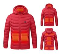 Heated Jackets for Men UK Hooded Heated Coat USB Charging Heated Clothing Winter Warm Electric Heated Body Warmers Heated Coat with 9 Heating Zones for Outdoor Riding Skiing Fishing(No Power Bank)