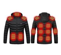 Heated Jackets for Men/Women,Unisex Hooded Heated Coat with 13 Heating Area Winter Warm Full Zip Long Sleeve USB Charging Electric Body Warmer Quilted Heated Jacket for Outdoor(No Power Bank)
