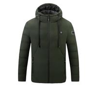 Heated Jackets for Men Women USB Electric Body Winter Warm Padded Coat Full Zip USB Charging Electric Hooded Heating Jackets 3 Levels Electric Coat Heated Clothing for Motorcycle Skiing Green