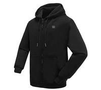 Heated Jackets for Men,Zip Up Hoodie Winter Warm Fleece Heated Coat Long Sleeve USB Charging Electric Body Warmers Hooded Heated Jacket with 4 Heating Area for Outdoor Sports(No Power Bank)