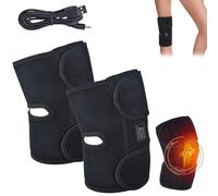 Heated Knee Brace,Cordless Knee Heating Pad,3 Temperature Modes Knees Warmer, USB Plug Heating Shoulder Brace Support Wrap for Knees Elbow for Men Women Seniors,Machine Washable (Black 1pair)