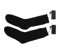 Heated Knee High Cotton Socks with Battery Pouch for Winter | Black Thermal Pair, Stretchy Comfort Fit, up 50 Degrees Heating, Suitable for Most People
