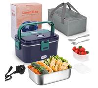 Heated Lunch Box 60W Electric Lunch Box, 12V/24V/220V Thermal Lunch Box 1.8L Heated Lunchbox with Carry Bag Fork Spoon, Stainless Steel Electric Lunch Box Food Heater for Car Truck & Home Office