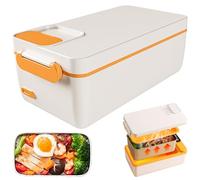 Heated Lunch Box Electric Cordless Rechargeable Lunch Box with 1L Stainless Steel Container Self Heating Seal Portable Food Warmer for School Office Camping, White.