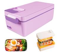 Heated Lunch Box Electric Cordless Rechargeable Lunch Box with 1L Stainless Steel Container Self Heating Seal Portable Food Warmer for School Office Camping, Purple.