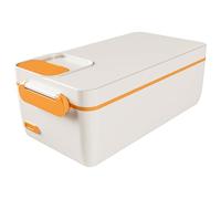 Heated Lunch Box Electric Cordless Rechargeable Lunch Box with 1L Stainless Steel Container Self Heating Seal Portable Food Warmer for School Office Camping, White Self Heating