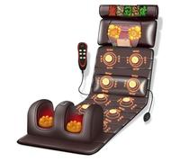 Heated Massage Mat with 10 Vibrating Nodes - Full Body Massager with Adjustable Pillows for Neck, Back & Muscle Relaxation