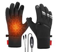 Heated Motorcycle Gloves,Three Temperature Settings Touchscreen USB Plug in | Hand Warmers with Pockets - USB Heating Mittens for Men Women Camping Hunting Hiking Cycling