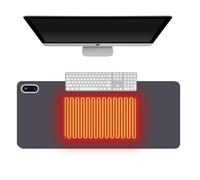 Heated Mouse Pad, 80×33cm Large Waterproof Warm Desk Mat with Digital Display,5 Heat Levels, 10-Second Rapid Heating,4-Hour Auto Shut-Off,PU Leather Electric Heated Mouse Mat for Home Office (Grey)