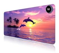 Heated Mouse Pad with 3 Levels Heated & 3 Hours Auto Shut-Off Mouse Pad for Warming Hands in Office Home, 31.5" x 13"Large Safe Desk Mat Hand Warmer，Jumping Dolphin