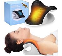 Heated Neck Stretcher - Magnetic Therapy Neck and Shoulder Relaxer, Chiropractic Pillow for TMJ Relief, Muscle Tension Relief, Spine Alignment, Cervical Traction Device