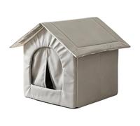 Heated Outdoor Cat House, Waterproof Insulated Winter Pet Shelter Cave Tent | with Raised Iron Stand & Draught-Proof Flap, Heavy-Duty Oxford Dog Kennel Bed for Patio Garden Porch, USB Electric Heat Pad