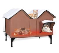 Heated Outdoor Cat House Weatherproof for Winter - Extra Large Heated Cat House for Outside Waterproof, Elevated Base, Escape Door, Insulated Outdoor Cat Shelter for Multiple Cats Feral Stray Kitty