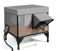 Heated Outdoor Cat Shelter, Weatherproof Elevated Cat House with Two Exits, Insulated Design for Feral Cats, Escape Door & Magnetic Lock, Winter-Ready Cat Housing