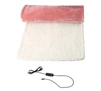 Heated Pad for Office Chair, Pink Lambswool USB Heated Seat Cushion with Backrest, 5 Heating Levels, Electric Winter Warmer, 39.4 x 15.7 in / 100 x 40 cm Large Size for Desk Use