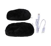 Heated Plush Shoes Men Women USB Electric Slippers Black, 31 x 15cm