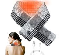 Heated Scarf for Men and Women, Neck Warming Pad, Heating Pad for Neck and Shoulder Pain, Three Temperature Levels, Quick Warming, Neck Warmer, Christmas (Grey White)