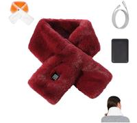 Heated Scarf for Women and Men - 3 Heat Settings, Intelligent Heated Scarf, Machine Washable, One Button Heating, Neck Warmer (Wine Red)